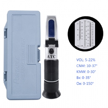Refractometer 0-35% Brix, Oechsle°: 0-150°, KMW°: 0-30°, CNM°: 10-37°,  VOL: 5-22%