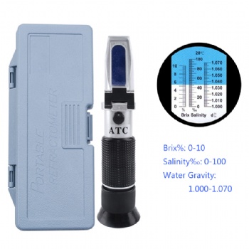 Refractometer 0-10 Brix, Salinity: 0-100, Water Gravity: 1.000-1.1070