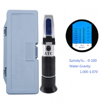 Refractometer 0-100 Salinity, 1.000-1.070 Water Gravity